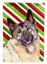 Load image into Gallery viewer, Norwegian Elkhound Candy Cane Holiday Christmas  Flag Canvas House Size