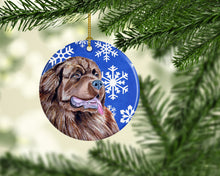 Load image into Gallery viewer, Newfoundland Winter Snowflake Holiday Ornament - Round Ceramic Ornament – Artist-Designed Keepsake Decoration LH9264