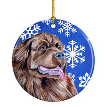 Load image into Gallery viewer, Newfoundland Winter Snowflake Holiday Ornament - Round Ceramic Ornament – Artist-Designed Keepsake Decoration LH9264