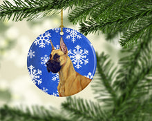 Load image into Gallery viewer, Great Dane Winter Snowflake Holiday Ornament - Round Ceramic Ornament – Artist-Designed Keepsake Decoration LH9265