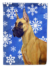 Load image into Gallery viewer, Great Dane Winter Snowflakes Holiday Flag Canvas House Size