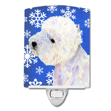 Load image into Gallery viewer, Westie Winter Snowflakes Holiday Ceramic Night Light LH9270CNL