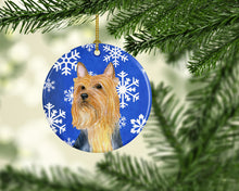 Load image into Gallery viewer, Silky Terrier Winter Snowflake Holiday Ornament - Round Ceramic Ornament – Artist-Designed Keepsake Decoration LH9271