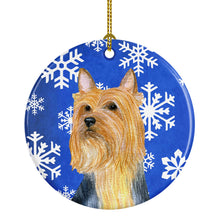 Load image into Gallery viewer, Silky Terrier Winter Snowflake Holiday Ornament - Round Ceramic Ornament – Artist-Designed Keepsake Decoration LH9271