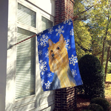 Load image into Gallery viewer, Silky Terrier Winter Snowflakes Holiday Flag Canvas House Size