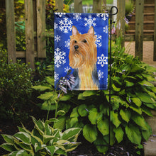 Load image into Gallery viewer, Silky Terrier Winter Snowflakes Holiday Garden Flag – Decorative Outdoor Yard Flag