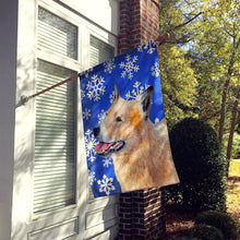 Load image into Gallery viewer, Australian Cattle Dog Winter Snowflakes Holiday Flag Canvas House Size