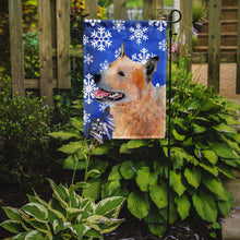 Load image into Gallery viewer, Australian Cattle Dog Winter Snowflakes Holiday Garden Flag – Decorative Outdoor Yard Flag