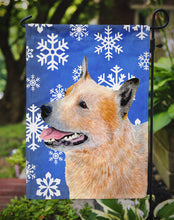 Load image into Gallery viewer, Australian Cattle Dog Winter Snowflakes Holiday Garden Flag – Decorative Outdoor Yard Flag