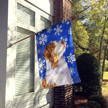 Load image into Gallery viewer, Australian Shepherd Winter Snowflakes Holiday Flag Canvas House Size