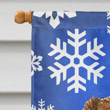 Load image into Gallery viewer, Australian Shepherd Winter Snowflakes Holiday Flag Canvas House Size