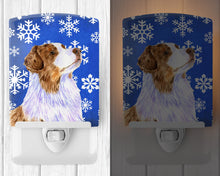 Load image into Gallery viewer, Australian Shepherd Winter Snowflakes Holiday Ceramic Night Light LH9273CNL