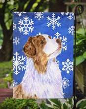 Load image into Gallery viewer, Australian Shepherd Winter Snowflakes Holiday Garden Flag – Decorative Outdoor Yard Flag