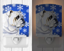 Load image into Gallery viewer, Bulldog English Winter Snowflakes Holiday Ceramic Night Light LH9274CNL