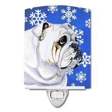 Load image into Gallery viewer, Bulldog English Winter Snowflakes Holiday Ceramic Night Light LH9274CNL