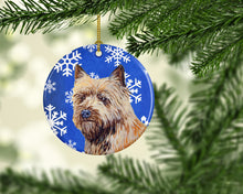 Load image into Gallery viewer, Cairn Terrier Winter Snowflake Holiday Ornament - Round Ceramic Ornament – Artist-Designed Keepsake Decoration LH9275