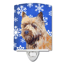 Load image into Gallery viewer, Cairn Terrier Winter Snowflakes Holiday Ceramic Night Light LH9275CNL
