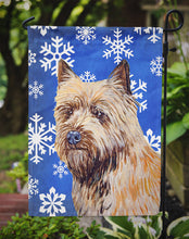 Load image into Gallery viewer, Cairn Terrier Winter Snowflakes Holiday Garden Flag – Decorative Outdoor Yard Flag