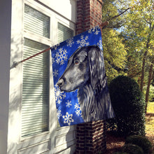 Load image into Gallery viewer, Flat Coated Retriever Winter Snowflakes Holiday Flag Canvas House Size