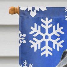 Load image into Gallery viewer, Flat Coated Retriever Winter Snowflakes Holiday Flag Canvas House Size