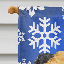 Load image into Gallery viewer, Border Terrier Winter Snowflakes Holiday Flag Canvas House Size