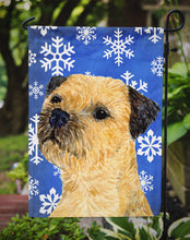 Load image into Gallery viewer, Border Terrier Winter Snowflakes Holiday Garden Flag – Decorative Outdoor Yard Flag