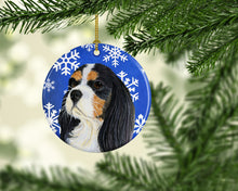 Load image into Gallery viewer, Cavalier Spaniel Winter Snowflake Holiday Ornament - Round Ceramic Ornament – Artist-Designed Keepsake Decoration LH9279