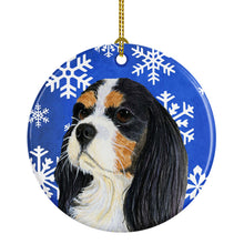 Load image into Gallery viewer, Cavalier Spaniel Winter Snowflake Holiday Ornament - Round Ceramic Ornament – Artist-Designed Keepsake Decoration LH9279