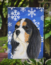 Load image into Gallery viewer, Cavalier Spaniel Winter Snowflakes Holiday Garden Flag – Decorative Outdoor Yard Flag
