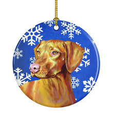 Load image into Gallery viewer, Vizsla Winter Snowflake Holiday Ornament - Round Ceramic Ornament – Artist-Designed Keepsake Decoration LH9280