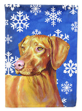 Load image into Gallery viewer, Vizsla Winter Snowflakes Holiday Flag Canvas House Size