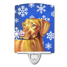 Load image into Gallery viewer, Vizsla Winter Snowflakes Holiday Ceramic Night Light LH9280CNL