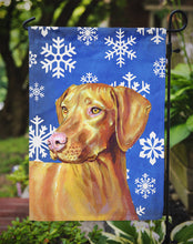 Load image into Gallery viewer, Vizsla Winter Snowflakes Holiday Garden Flag – Decorative Outdoor Yard Flag