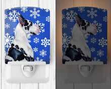 Load image into Gallery viewer, Great Dane Winter Snowflakes Holiday Ceramic Night Light LH9281CNL