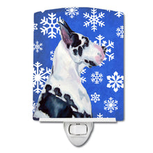 Load image into Gallery viewer, Great Dane Winter Snowflakes Holiday Ceramic Night Light LH9281CNL