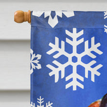 Load image into Gallery viewer, Basset Hound Winter Snowflakes Holiday Flag Canvas House Size