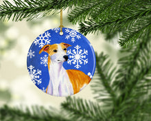 Load image into Gallery viewer, Whippet Winter Snowflake Holiday Ornament - Round Ceramic Ornament – Artist-Designed Keepsake Decoration LH9283