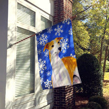 Load image into Gallery viewer, Whippet Winter Snowflakes Holiday Flag Canvas House Size