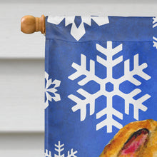 Load image into Gallery viewer, Whippet Winter Snowflakes Holiday Flag Canvas House Size