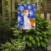 Load image into Gallery viewer, Whippet Winter Snowflakes Holiday Garden Flag – Decorative Outdoor Yard Flag
