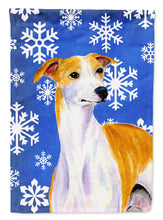 Load image into Gallery viewer, Whippet Winter Snowflakes Holiday Garden Flag – Decorative Outdoor Yard Flag