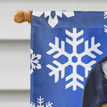 Load image into Gallery viewer, Basset Hound Winter Snowflakes Holiday Flag Canvas House Size