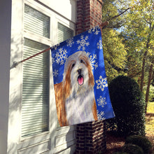 Load image into Gallery viewer, Bearded Collie Winter Snowflakes Holiday Flag Canvas House Size