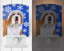 Load image into Gallery viewer, Bearded Collie Winter Snowflakes Holiday Ceramic Night Light LH9285CNL