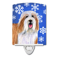 Load image into Gallery viewer, Bearded Collie Winter Snowflakes Holiday Ceramic Night Light LH9285CNL