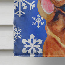 Load image into Gallery viewer, Bloodhound Winter Snowflakes Holiday Flag Canvas House Size