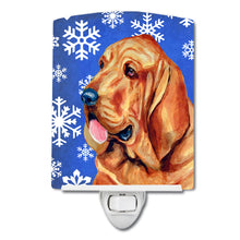 Load image into Gallery viewer, Bloodhound Winter Snowflakes Holiday Ceramic Night Light LH9286CNL