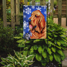 Load image into Gallery viewer, Bloodhound Winter Snowflakes Holiday Garden Flag – Decorative Outdoor Yard Flag