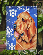 Load image into Gallery viewer, Bloodhound Winter Snowflakes Holiday Garden Flag – Decorative Outdoor Yard Flag