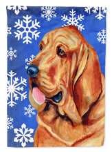 Load image into Gallery viewer, Bloodhound Winter Snowflakes Holiday Garden Flag – Decorative Outdoor Yard Flag